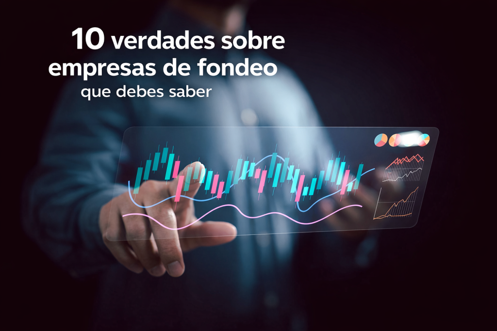 10 verdades sobre empresas de fondeo que todo trader debe conocer antes de aplicar trader analizando gráficos en pantalla transparente mientras aprende sobre empresas de fondeo